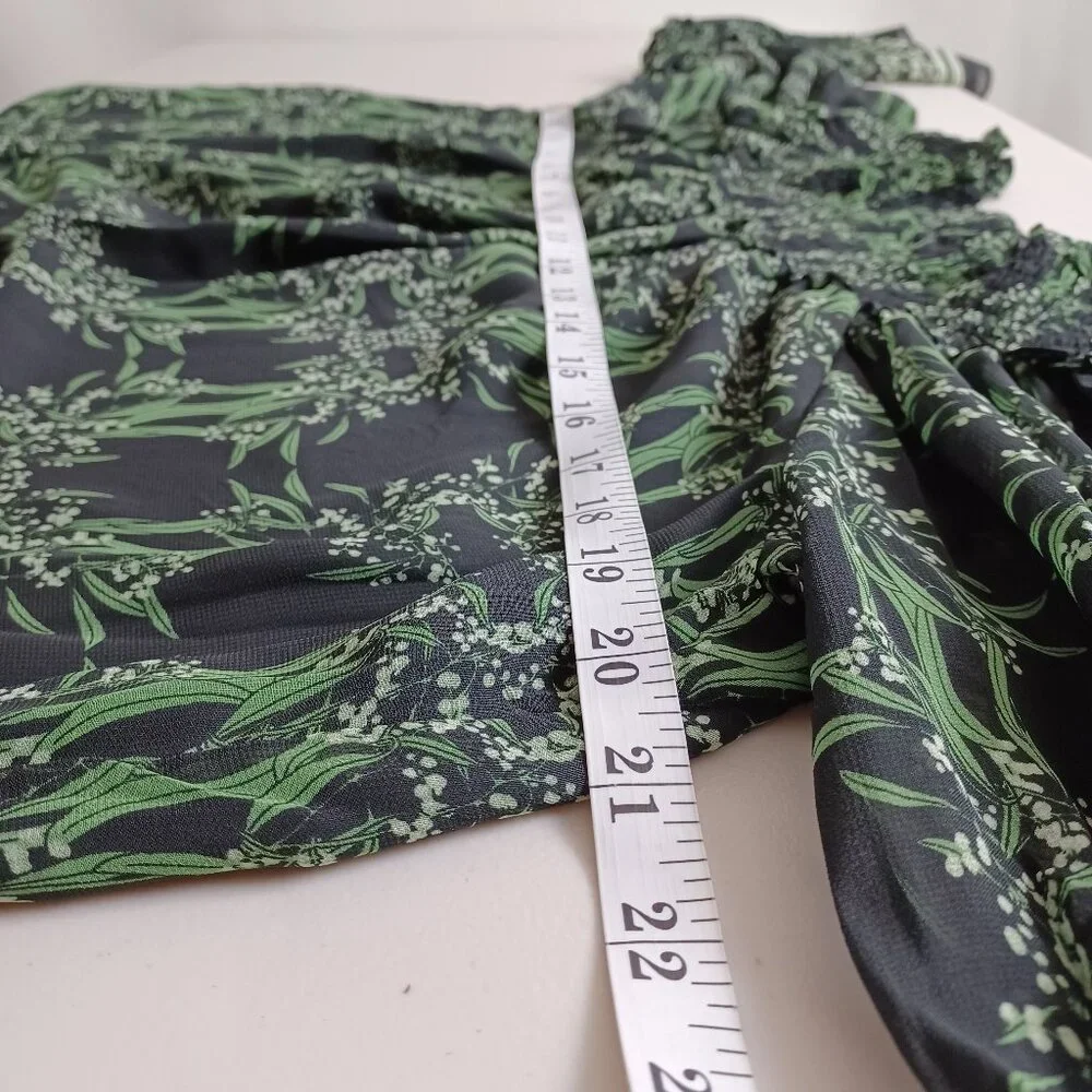Max Studio Black Green Floral Patterned Mini Dress - Picture 7 of 15